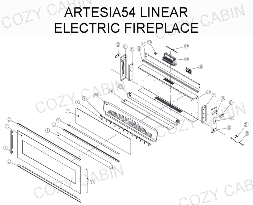 LINEAR ELECTRIC FIREPLACE (ARTESIA54) #ARTESIA54